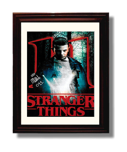 Stranger Things - Millie Bobby Brown Eleven Season One Poster - Vintage Television Wall Art - 8x10 Beveled Frame wall art print - television decor