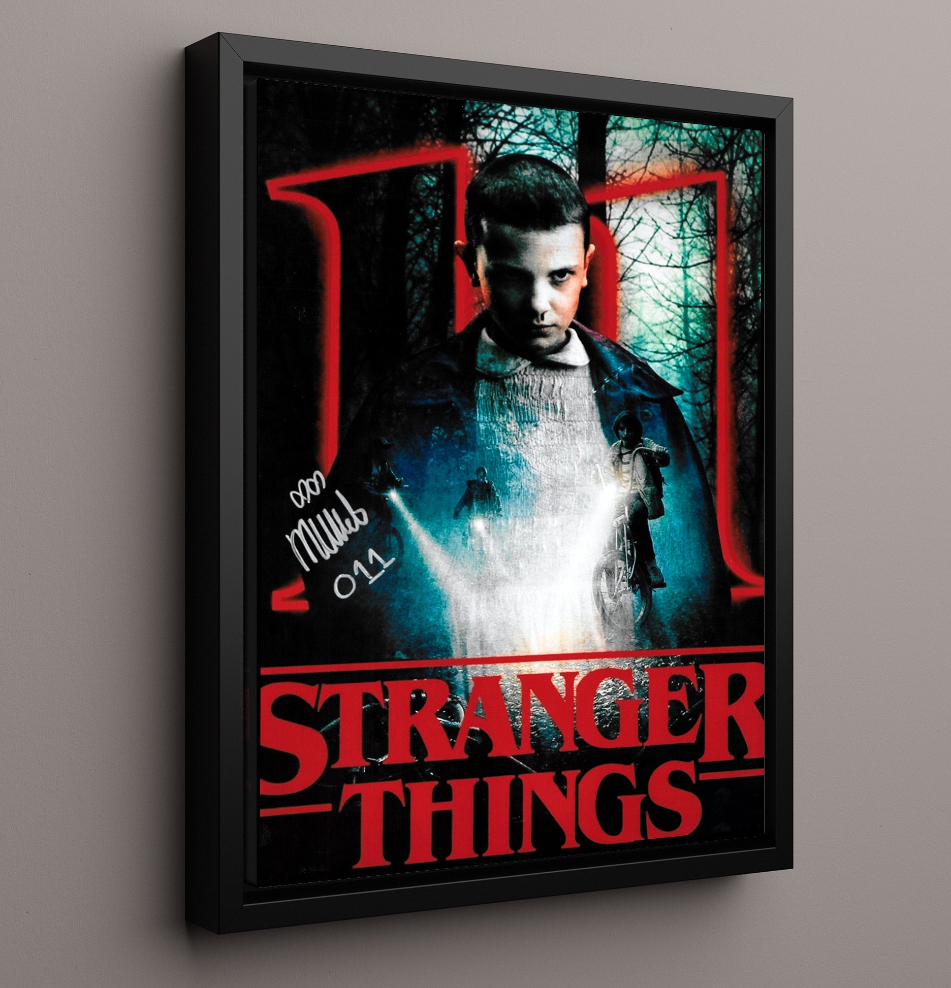 Stranger Things - Millie Bobby Brown Eleven Season One Poster - Vintage Television Wall Art - 16x20 Framed Canvas wall art print - television decor