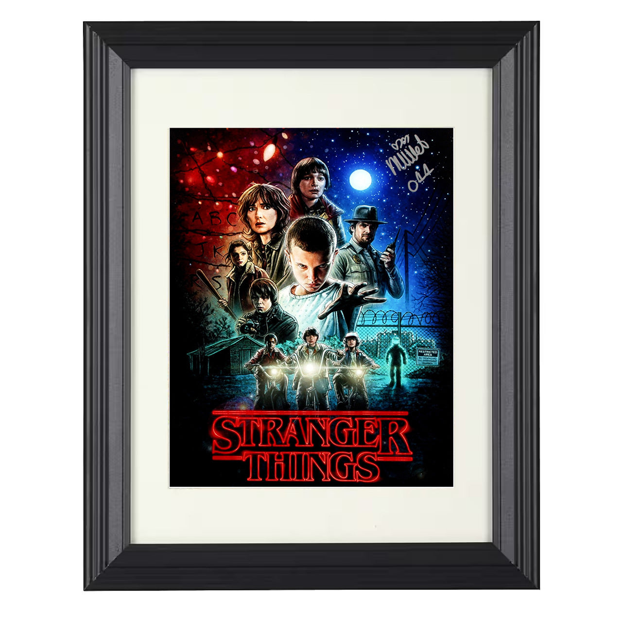 Stranger Things – Eleven Season One Character Poster – 8x10 black beveled framed television wall art