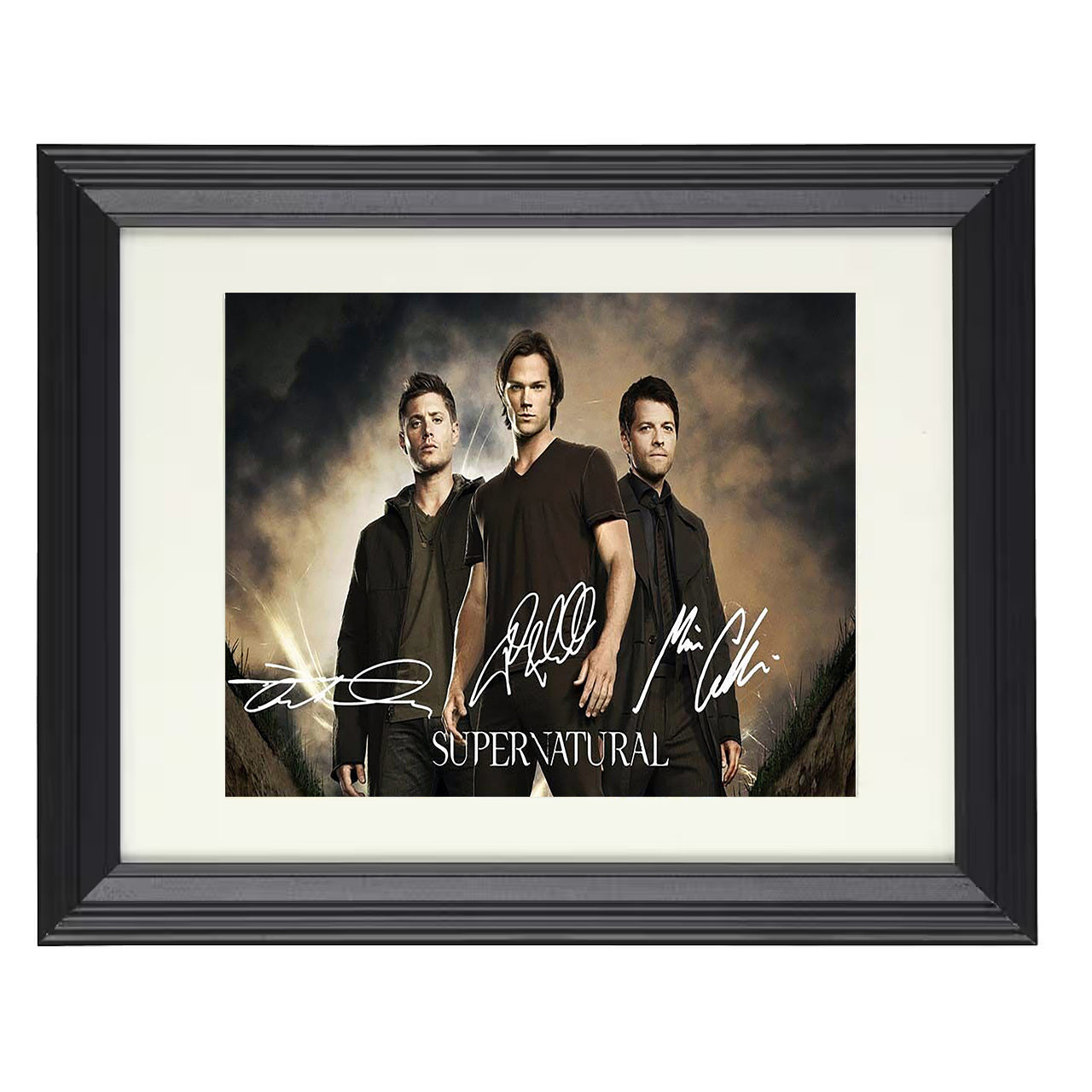 Supernatural – Sam Winchester and Jensen Ackles Brothers – 8x10 black beveled framed television wall art