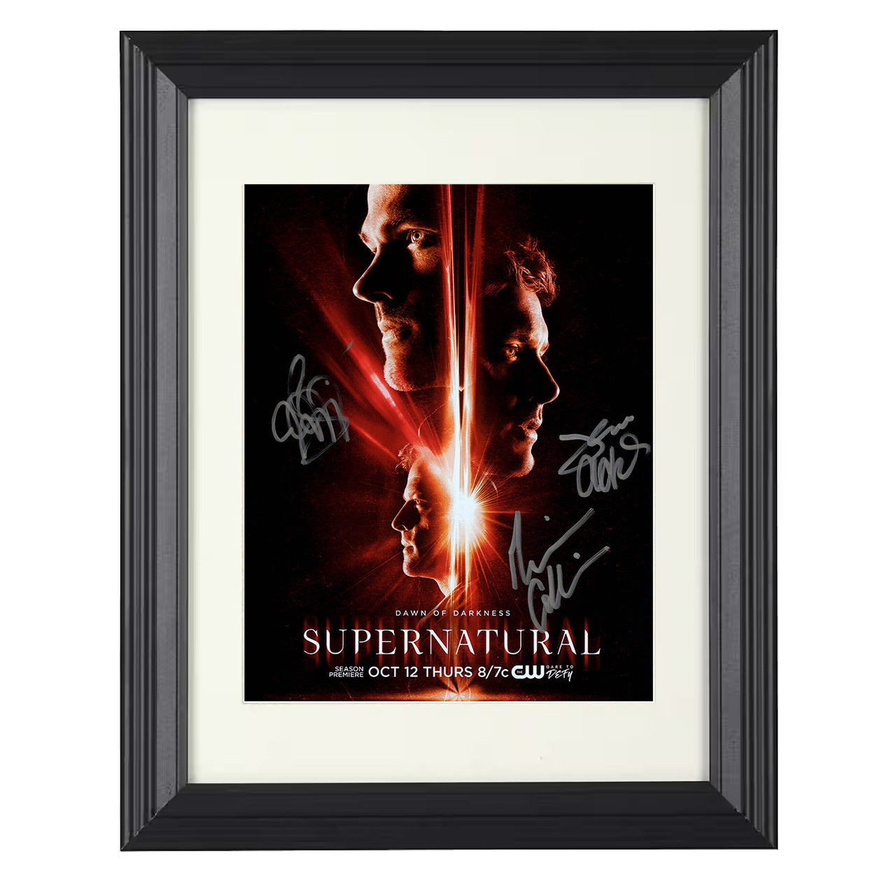 Supernatural – Sam Winchester and Jensen Ackles Dual Face – 8x10 black beveled framed television wall art
