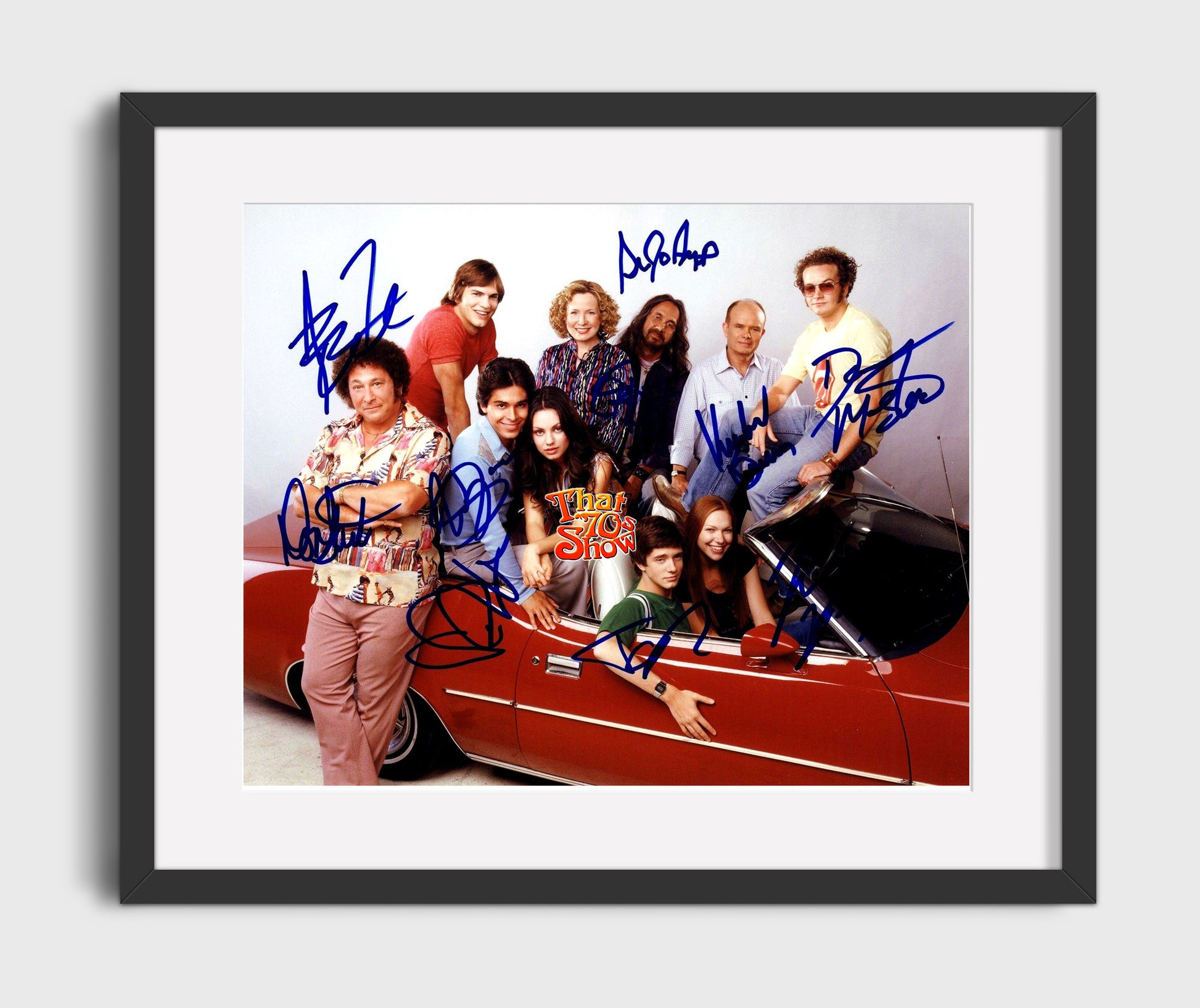 That 70s Show - Ashton Kutcher (Kelso) Ensemble Cast Convertible Promo - Vintage Television Wall Art - 16x20 Gallery Frame wall art print - television decor