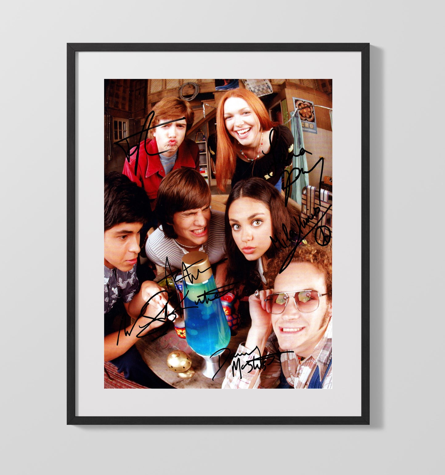 That 70s Show - Topher Grace (Eric Forman) Basement Group Around Lava Lamp Scene - Vintage Television Wall Art - 16x20 Gallery Frame wall art print - television decor
