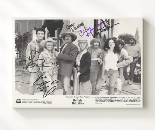 The Beverly Hillbillies - Jim Varney (Jed Clampett) Ensemble Cast On Set - Canvas television wall art