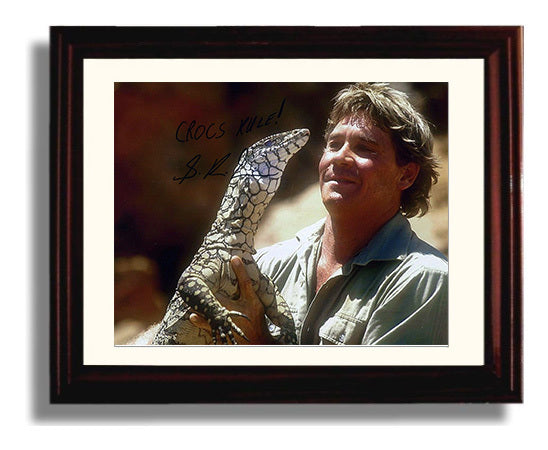 The Crocodile Hunter - Steve Irwin (Himself) Holding Monitor Lizard - Vintage Television Wall Art - 8x10 Beveled Frame wall art print - television decor