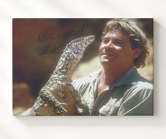 The Crocodile Hunter - Steve Irwin (Himself) Holding Monitor Lizard - Canvas television wall art