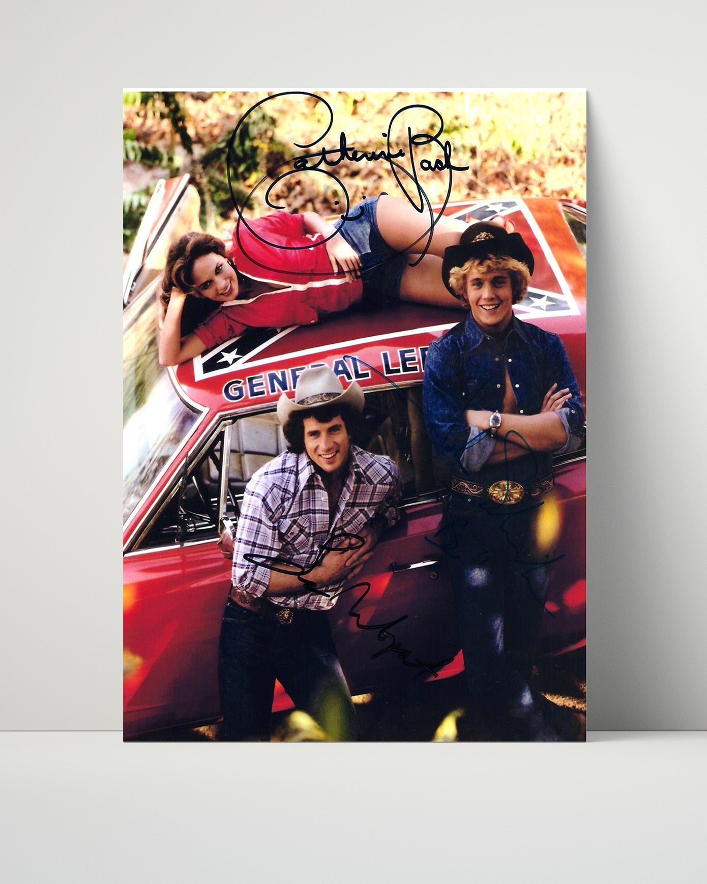 The Dukes of Hazzard - Catherine Bach Daisy Duke General Lee Hood - Vintage Television Wall Art - 16x20 Unframed Print wall art print - television decor