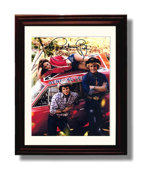 The Dukes of Hazzard - Catherine Bach Daisy Duke General Lee Hood - Vintage Television Wall Art - 8x10 Beveled Frame wall art print - television decor