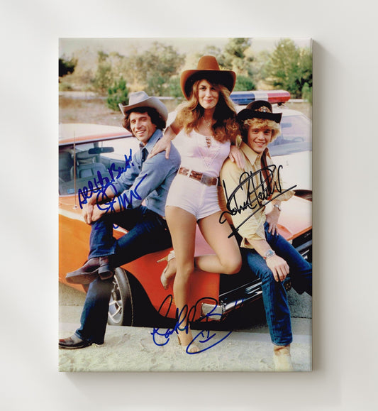 The Dukes of Hazzard - John Schneider Tom Wopat Catherine Bach General Lee Cast - Canvas television wall art