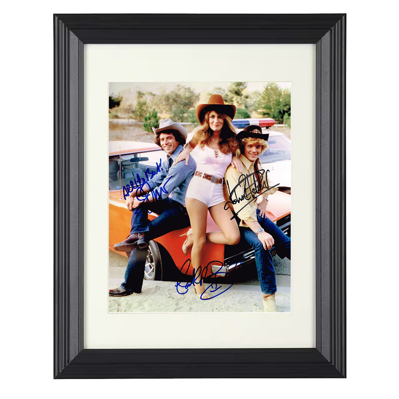 The Dukes of Hazzard – John Schneider Tom Wopat Catherine – 8x10 black beveled framed television wall art