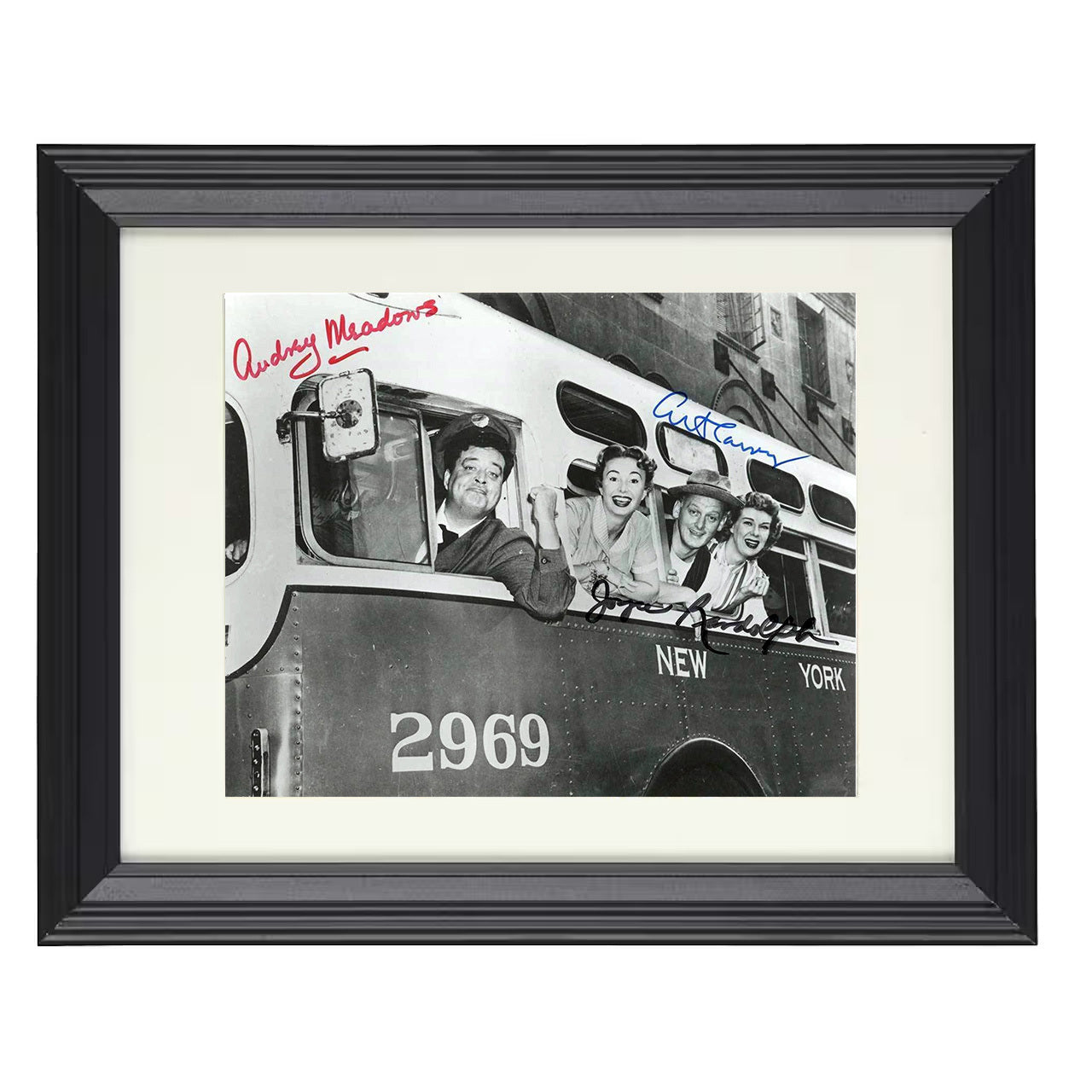 The Honeymooners – Ralph Kramden Ensemble Bus Window Cast – 8x10 black beveled framed television wall art