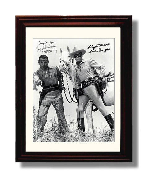 The Lone Ranger - Clayton Moore - Lone Ranger and Tonto with Silver Horse Photo - Vintage Television Wall Art - 8x10 Beveled Frame wall art print - television decor