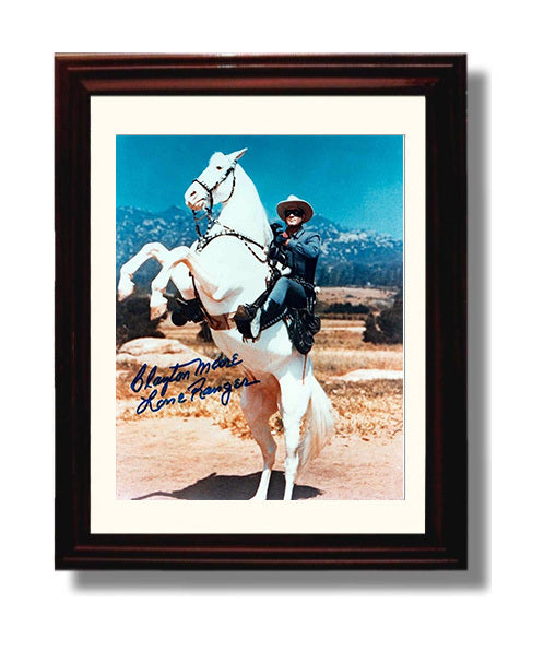 The Lone Ranger - Clayton Moore Masked Western Hero Desert Horse Action - Vintage Television Wall Art - 8x10 Beveled Frame wall art print - television decor