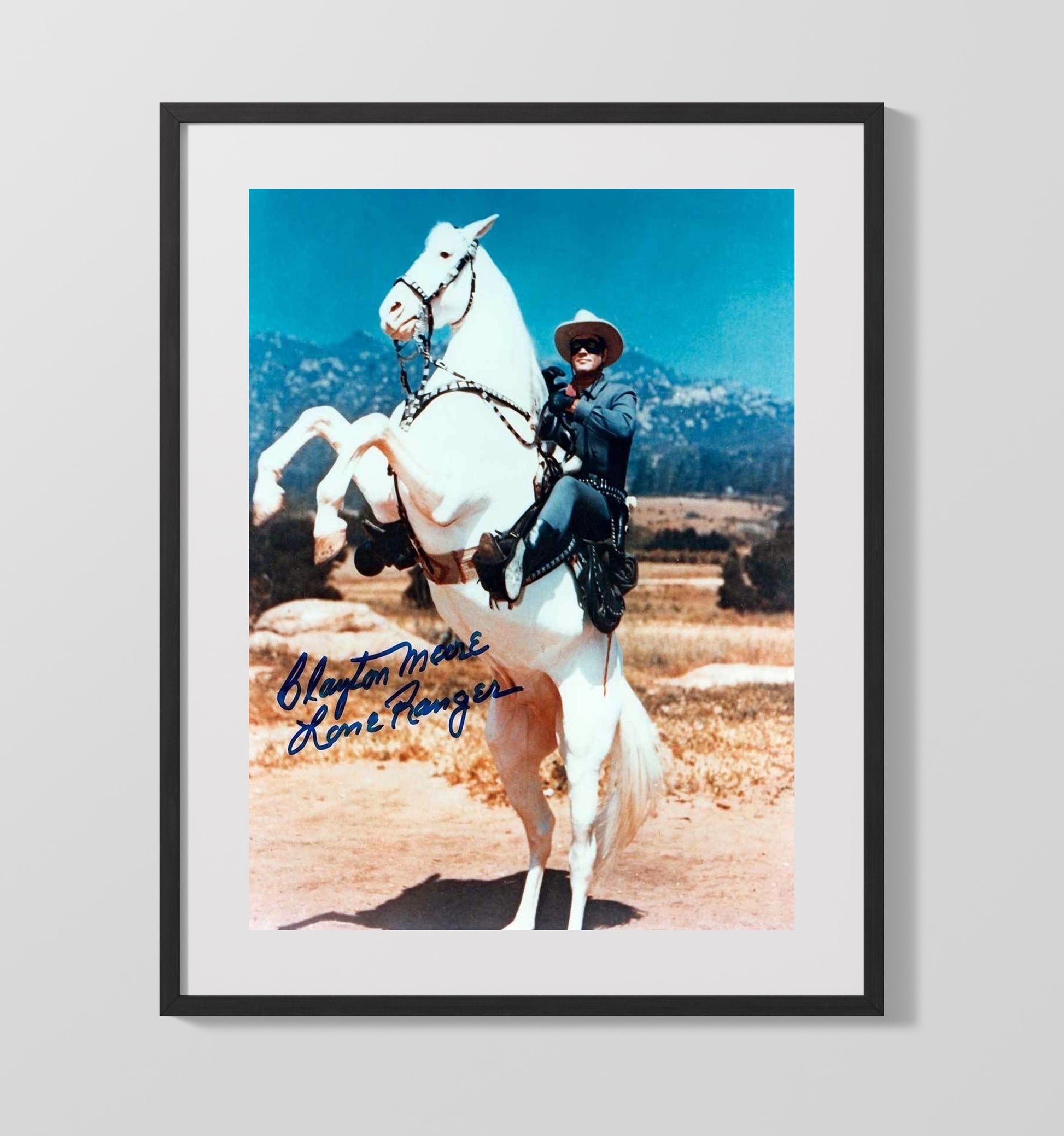 The Lone Ranger - Clayton Moore Masked Western Hero Desert Horse Action - Vintage Television Wall Art - 16x20 Gallery Frame wall art print - television decor