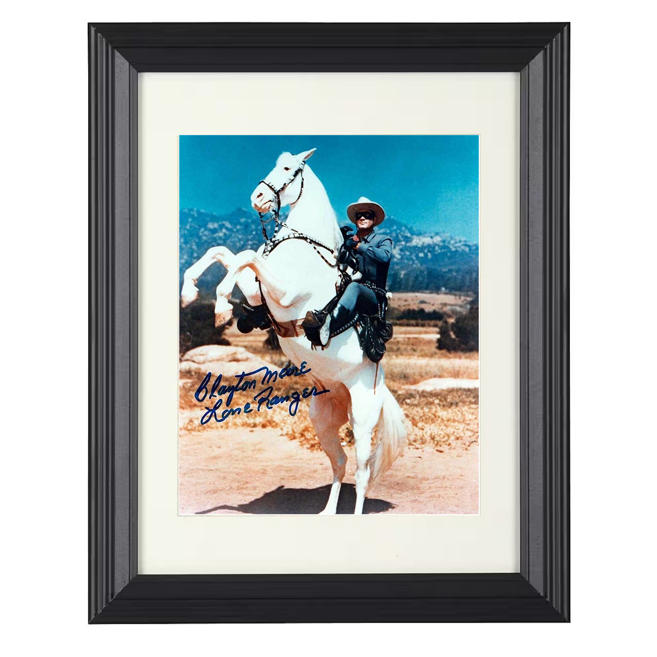 The Lone Ranger – Clayton Moore Masked Western Hero Desert – 8x10 black beveled framed television wall art