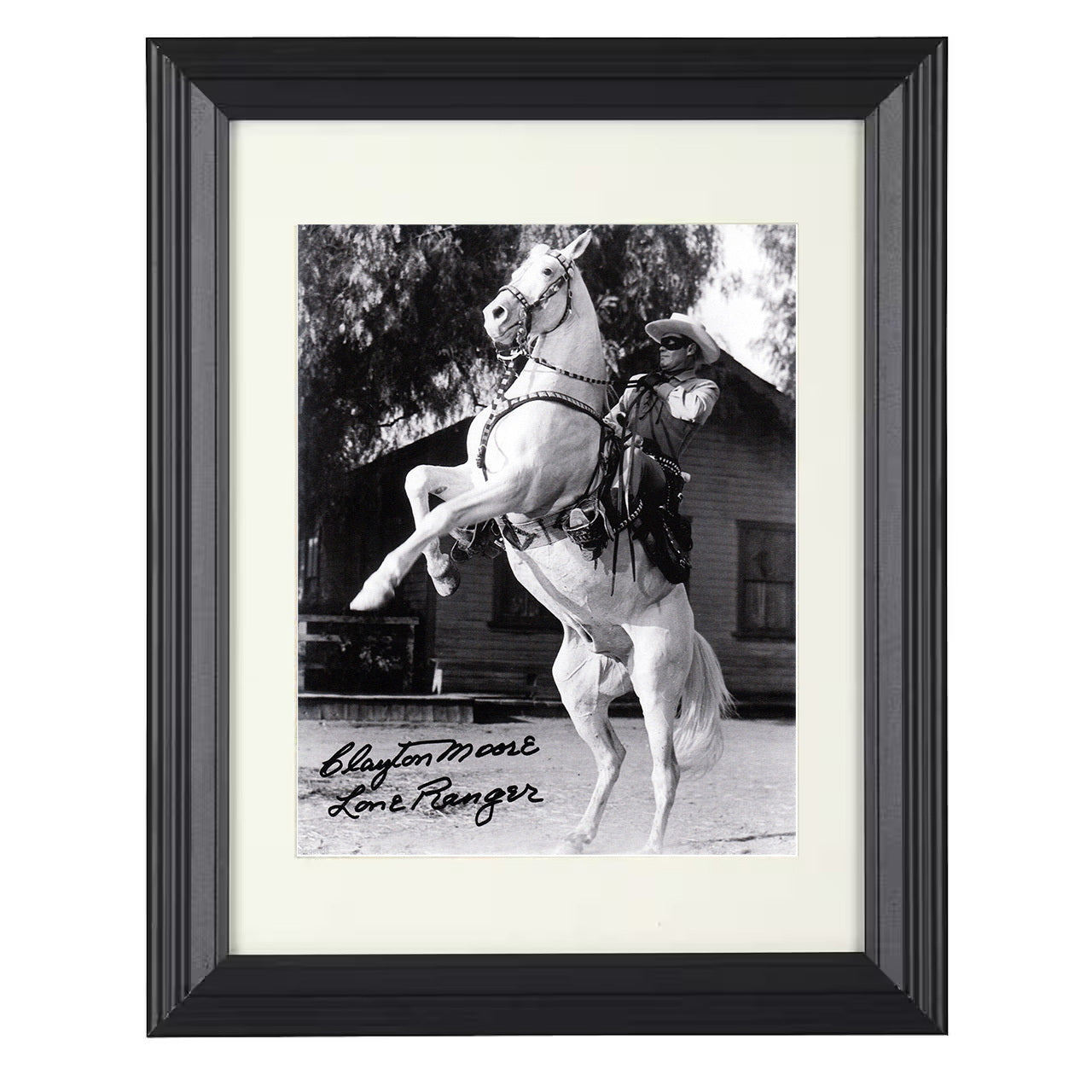 The Lone Ranger – Clayton Moore Masked Western Hero Silver – 8x10 black beveled framed television wall art