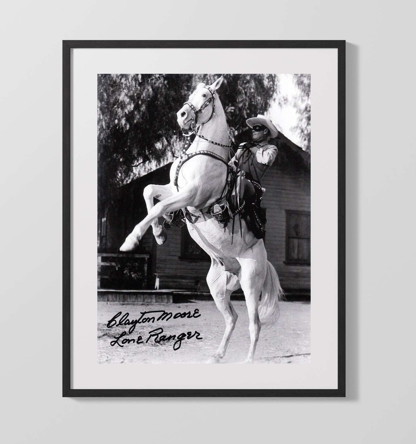 The Lone Ranger - Clayton Moore Masked Western Hero Silver Horse Pose - Vintage Television Wall Art - 16x20 Gallery Frame wall art print - television decor