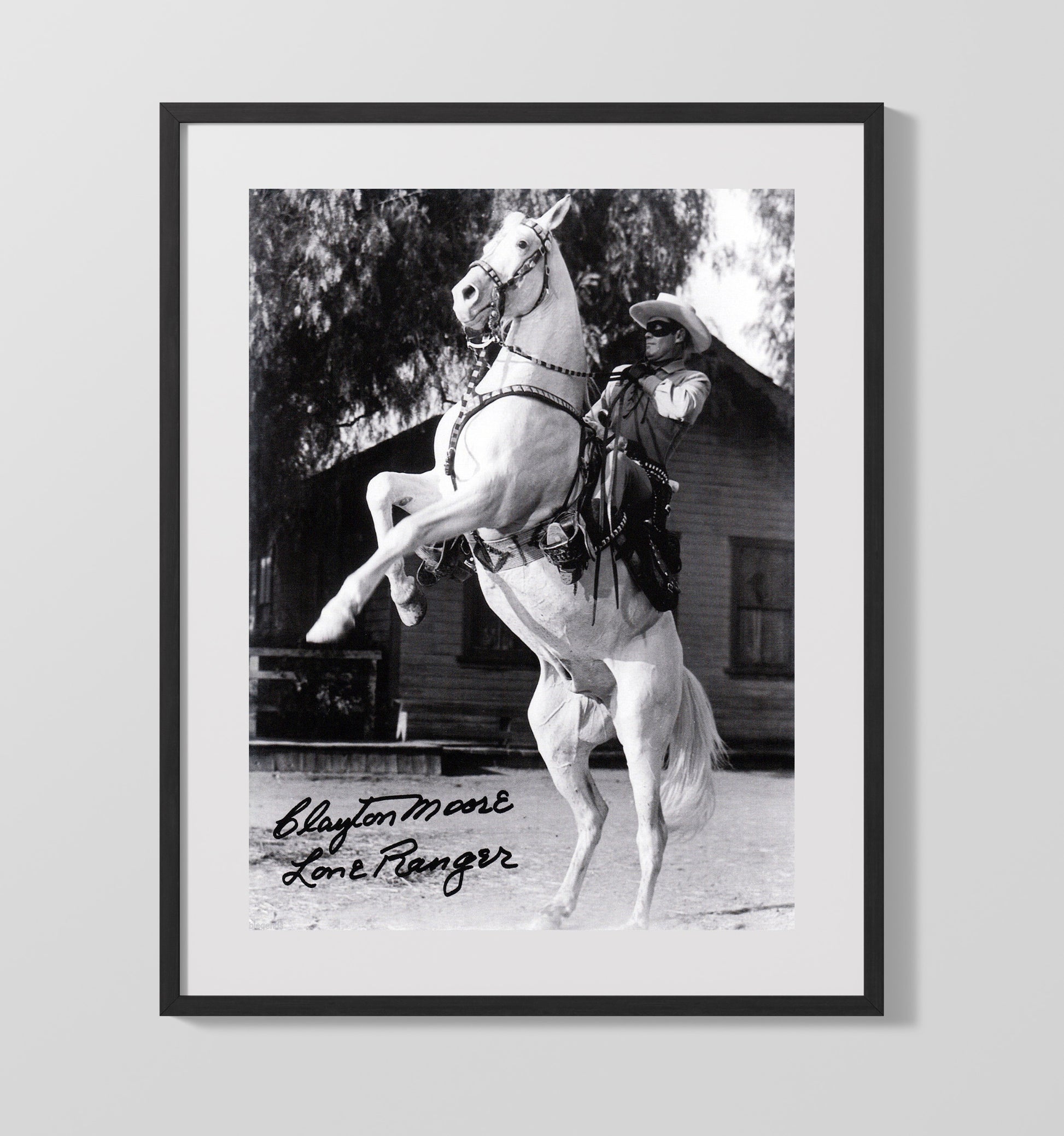 The Lone Ranger - Clayton Moore Masked Western Hero Silver Horse Pose - Vintage Television Wall Art - 16x20 Gallery Frame wall art print - television decor
