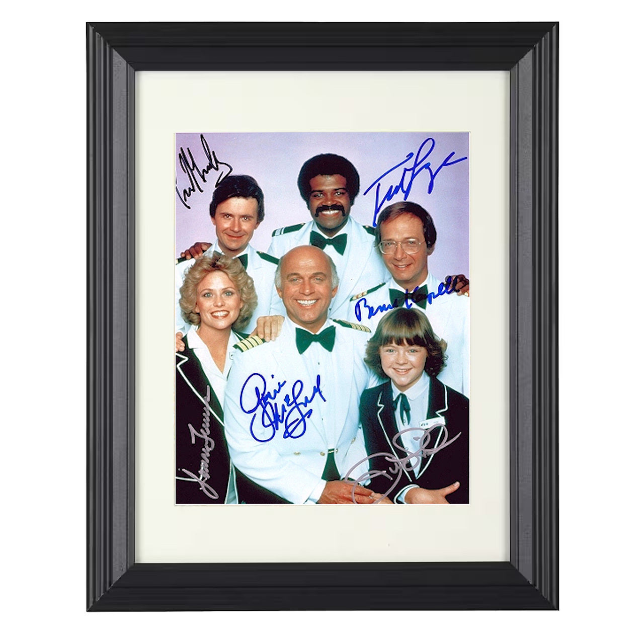 The Love Boat – Cast – Cruise Ship Crew Ensemble Image – 8x10 black beveled framed television wall art