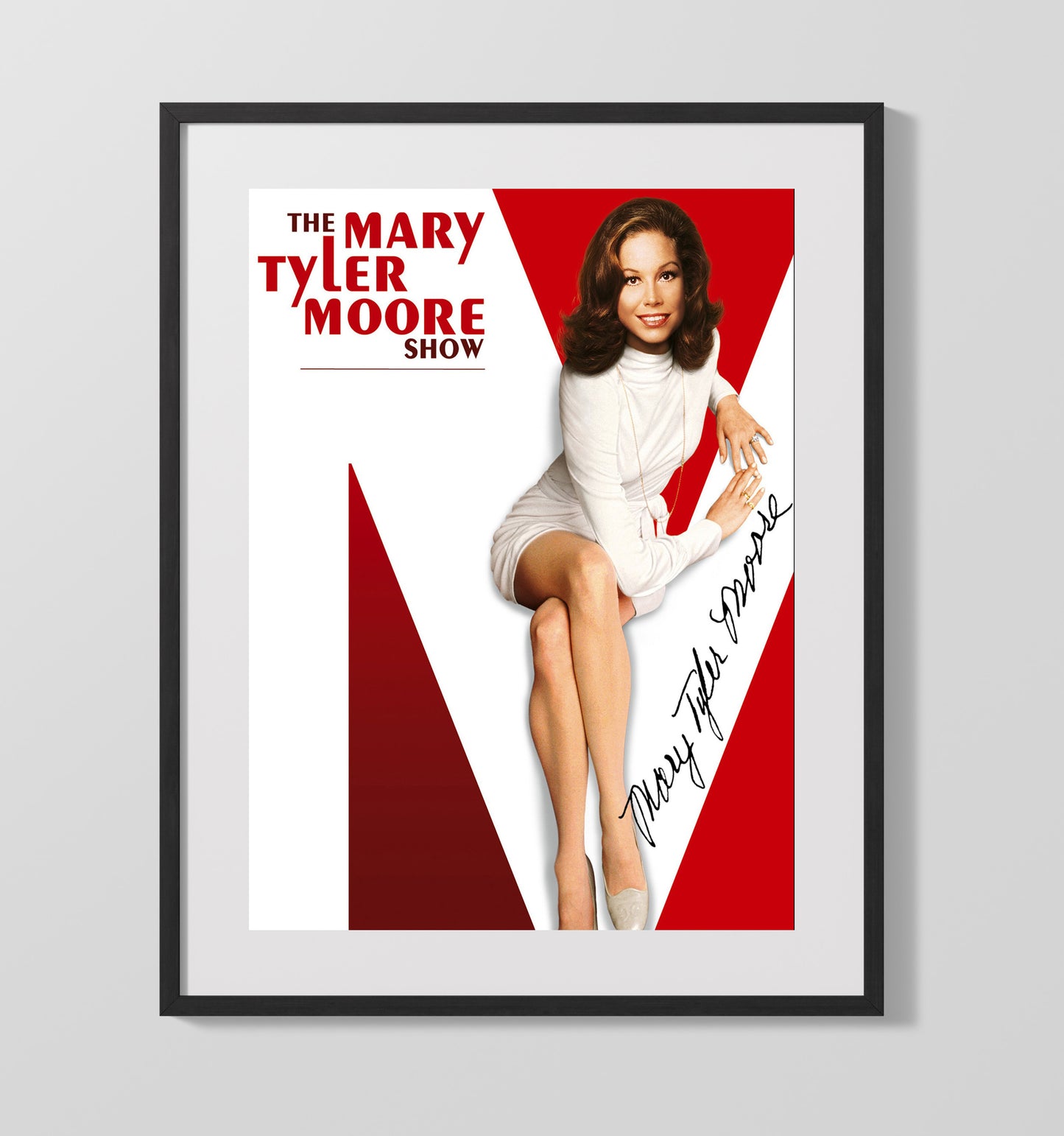 The Mary Tyler Moore Show - Mary Tyler Moore - Iconic Red M Promo Pose - Vintage Television Wall Art - 16x20 Gallery Frame wall art print - television decor
