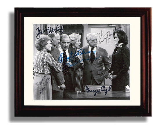 The Mary Tyler Moore Show - Mary Tyler Moore Ensemble Cast Newsroom On The Air - Vintage Television Wall Art - 8x10 Beveled Frame wall art print - television decor