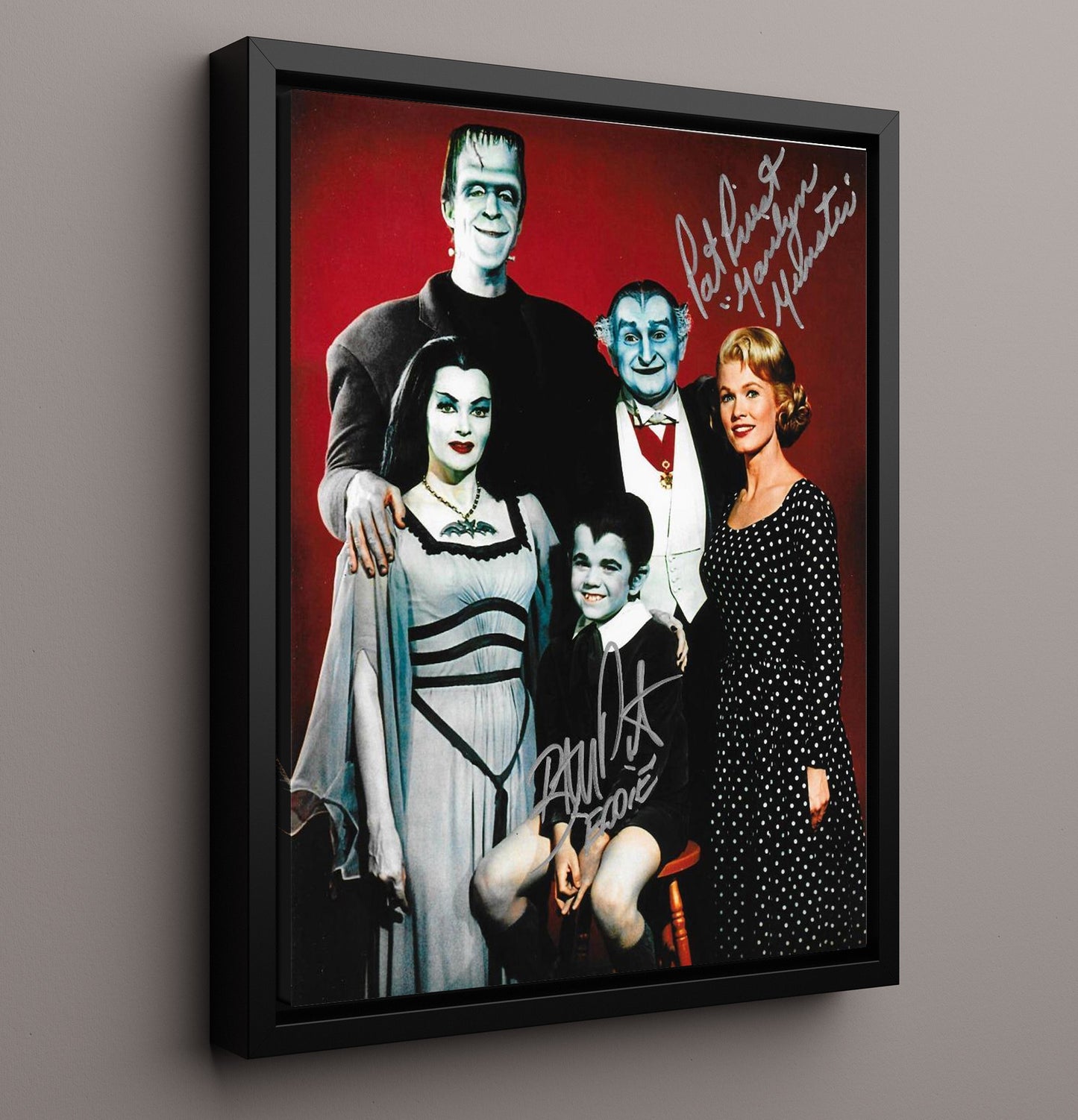 The Munsters - Cast - Family Ensemble - Vintage Television Wall Art - 16x20 Framed Canvas wall art print - television decor