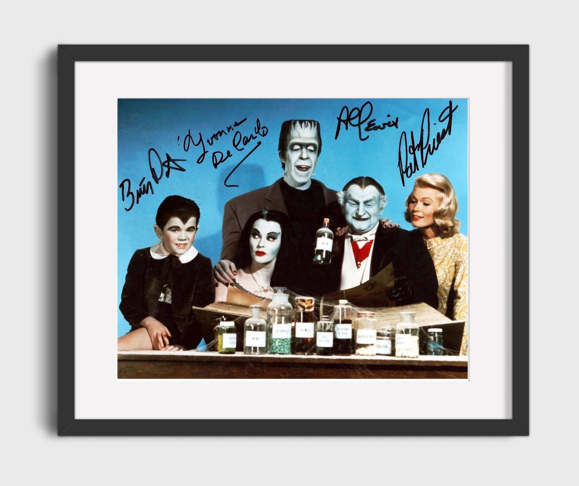 The Munsters - Fred Gwynne (Herman Munster) Ensemble Cast Family - Vintage Television Wall Art - 16x20 Gallery Frame wall art print - television decor