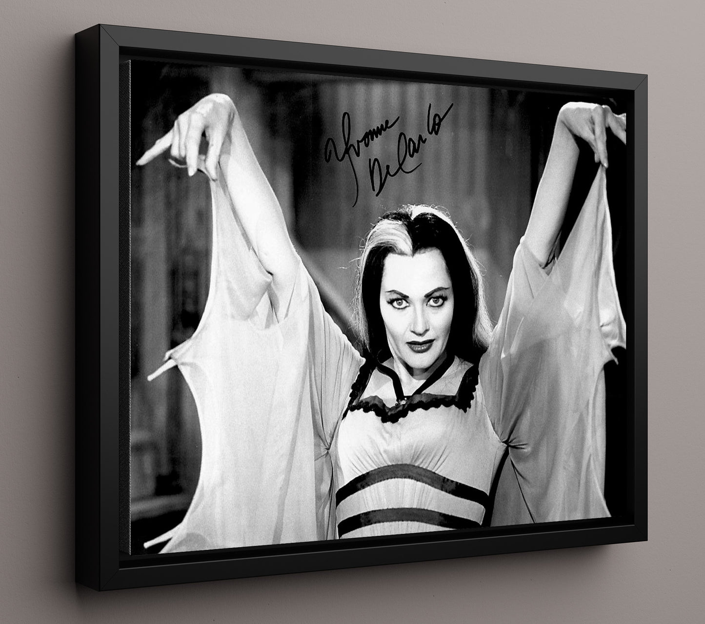 The Munsters - Yvonne De Carlo (Lily Munster) Gothic Glamour - Vintage Television Wall Art - 16x20 Framed Canvas wall art print - television decor