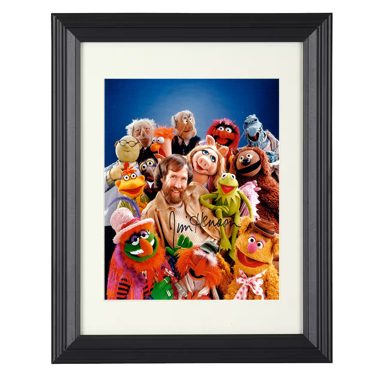The Muppets – Jim Henson – Creator with Kermit and Cast – 8x10 black beveled framed television wall art