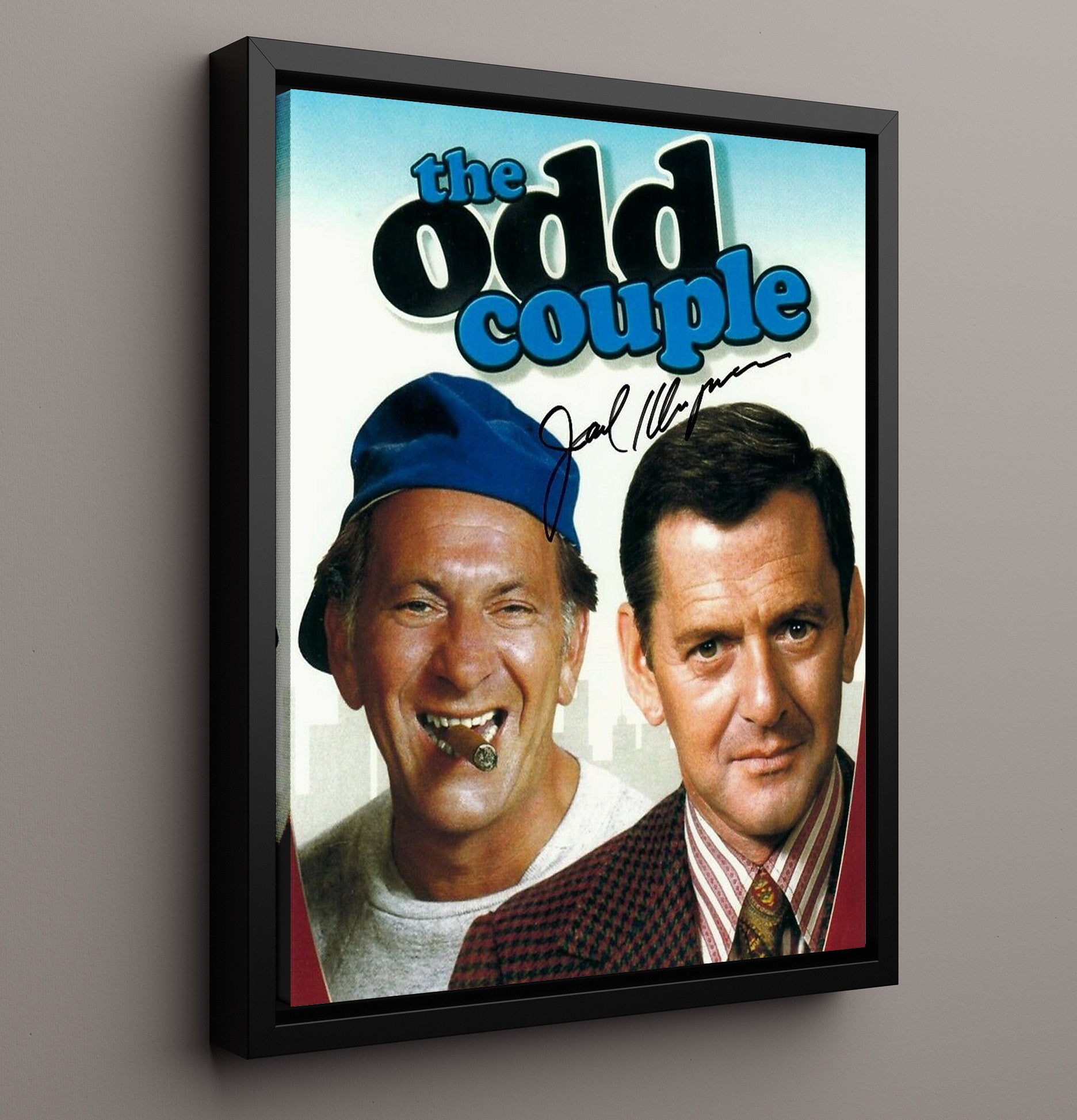 The Odd Couple - Jack Klugman Oscar Madison Cigar Cap - Vintage Television Wall Art - 16x20 Framed Canvas wall art print - television decor