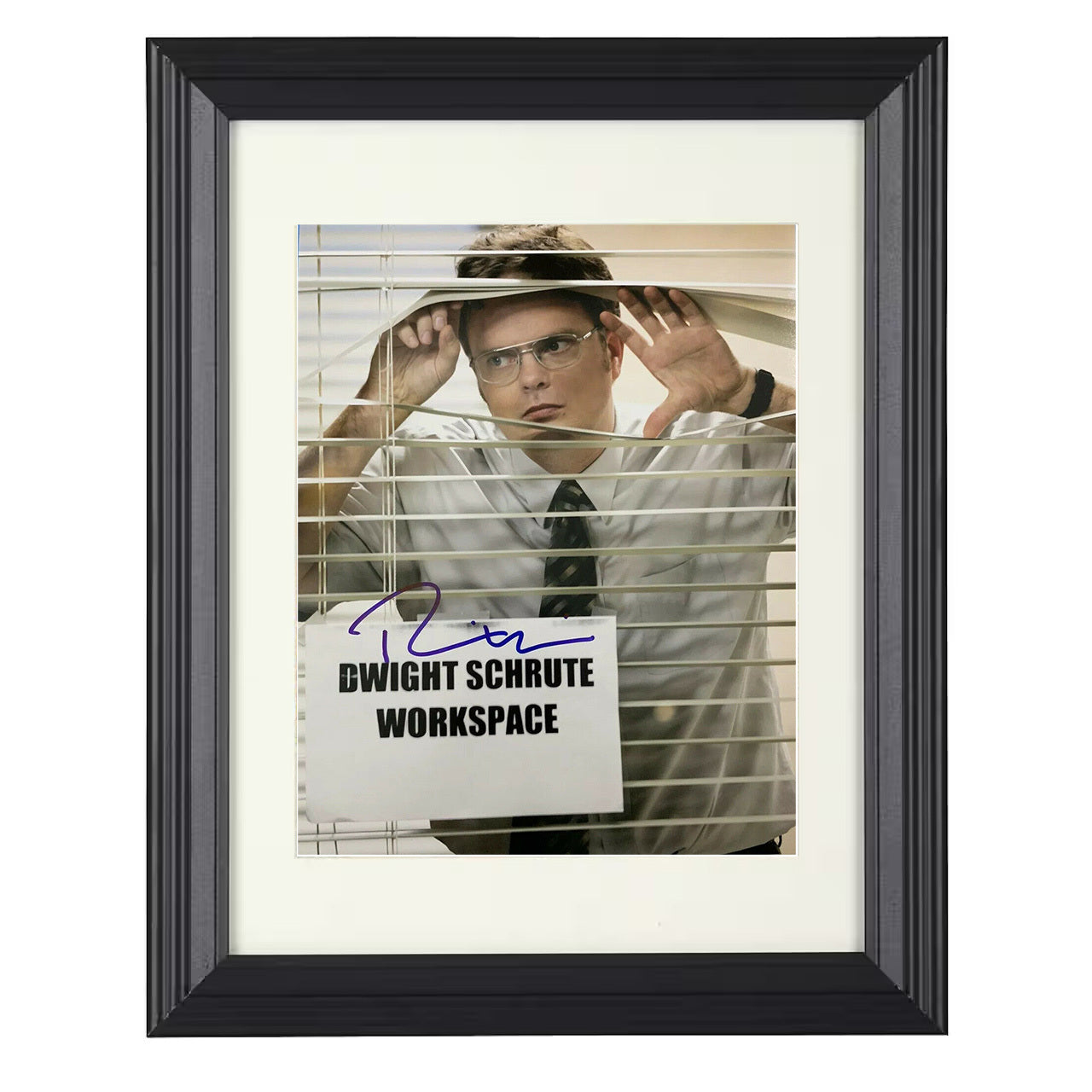 The Office – Dwight Schrute Peeking Through Office Blinds – 8x10 black beveled framed television wall art