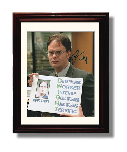 The Office - Rainn Wilson (Dwight Schrute) Holding DIGHT Acronym Poster - Vintage Television Wall Art - 8x10 Beveled Frame wall art print - television decor