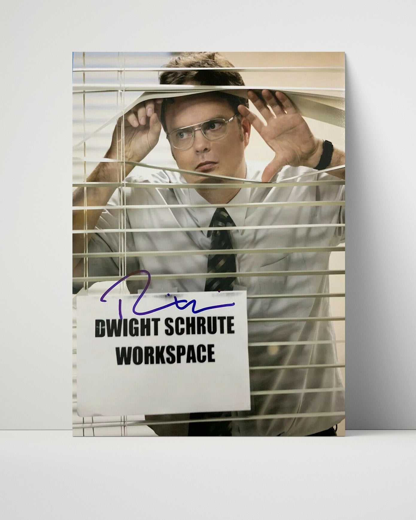 The Office - Rainn Wilson (Dwight Schrute) Peeking Through Office Blinds - Vintage Television Wall Art - 16x20 Unframed Print wall art print - television decor