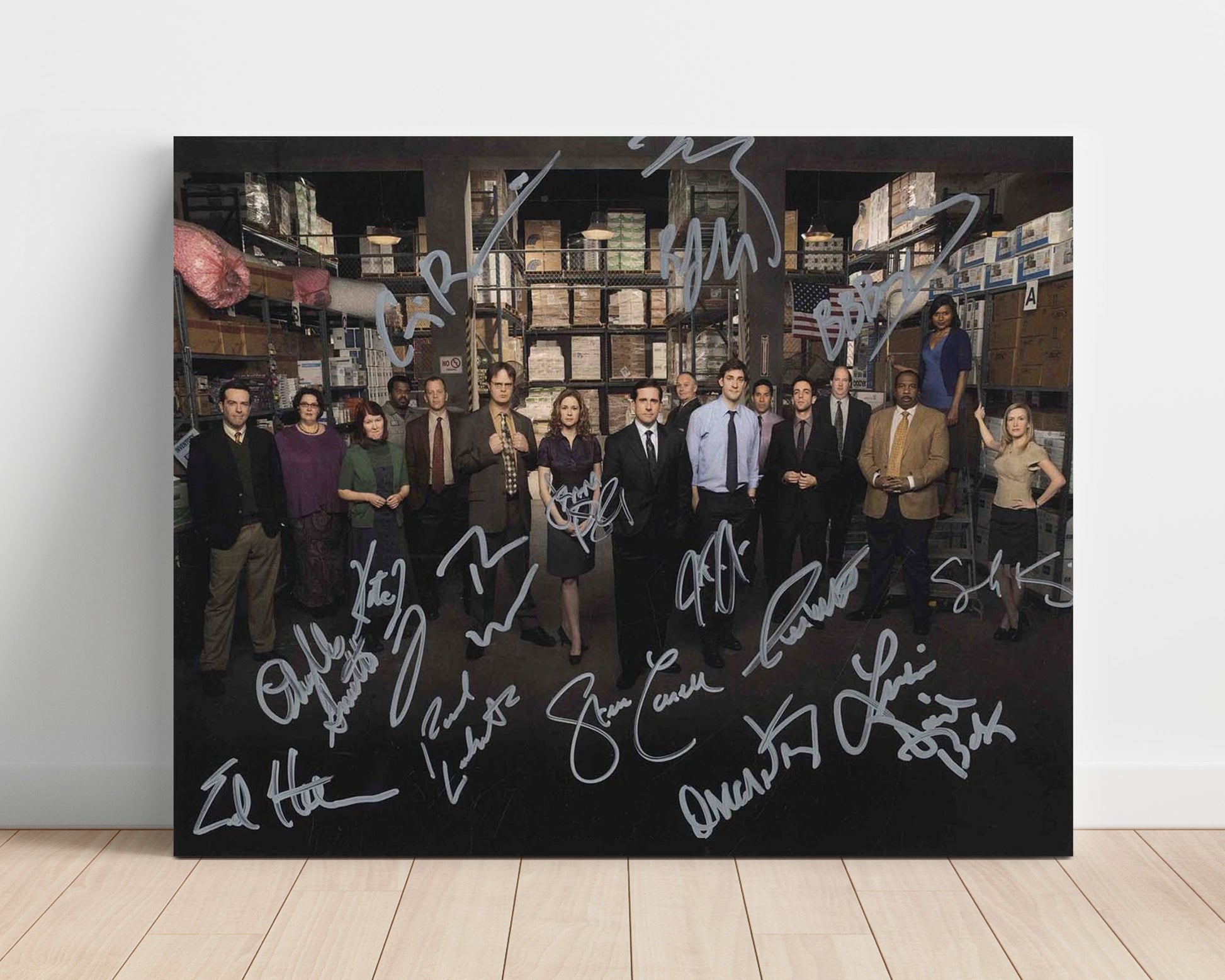 The Office - Steve Carell (Michael Scott) Ensemble Cast Warehouse Lineup - Vintage Television Wall Art - 16x20 Unframed Print wall art print - television decor