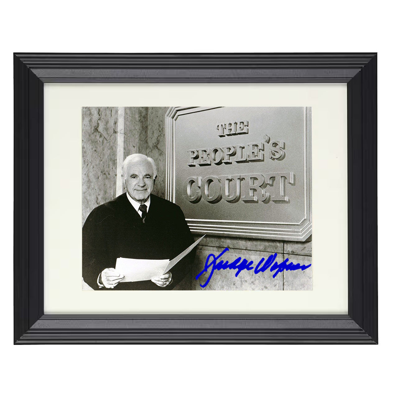 The Peoples Court – Judge Wapner Courtroom Sign – 8x10 black beveled framed television wall art