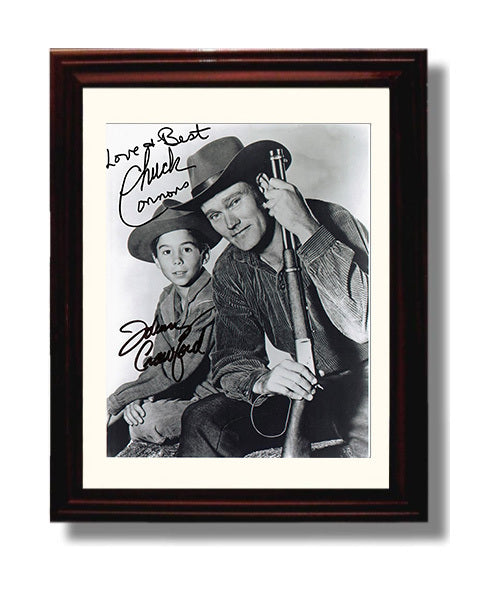 The Rifleman - Chuck Connors Johnny Crawford Frontier Father Son Duo - Vintage Television Wall Art - 8x10 Beveled Frame wall art print - television decor