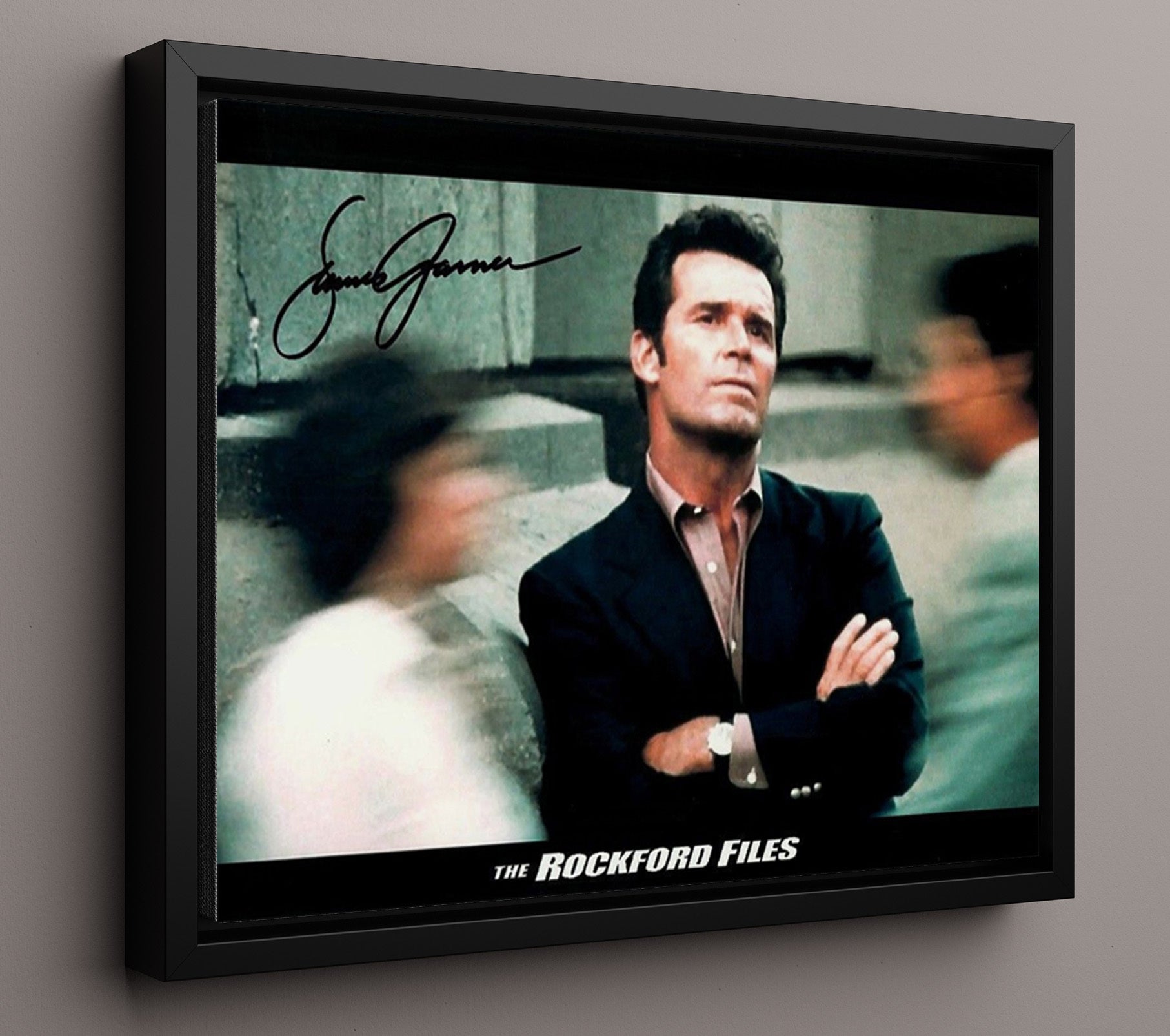 The Rockford Files - James Garner (Jim Rockford) Street Watch Scene - Vintage Television Wall Art - 16x20 Framed Canvas wall art print - television decor