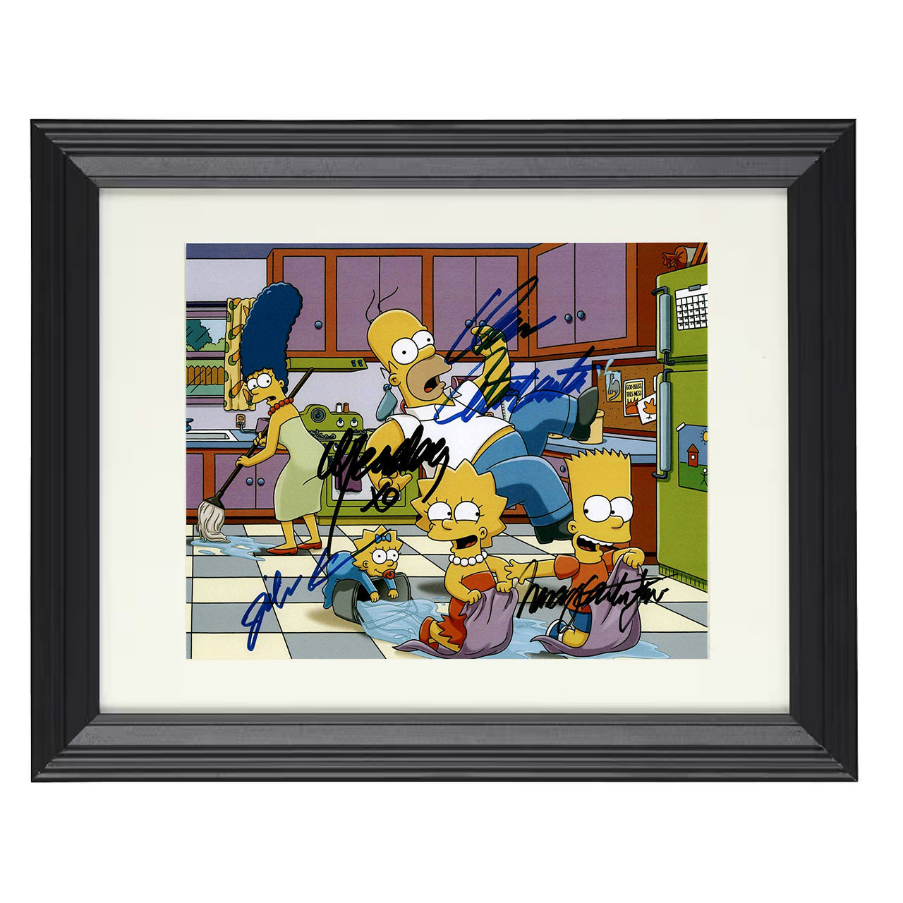 The Simpsons – Homer Simpson Family Kitchen Chaos – 8x10 black beveled framed television wall art