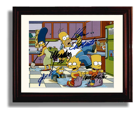 The Simpsons - Dan Castellaneta (Homer Simpson) Family Kitchen Chaos - Vintage Television Wall Art - 8x10 Beveled Frame wall art print - television decor
