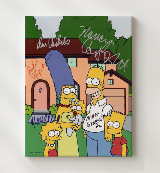 The Simpsons - Dan Castellaneta (Homer Simpson) Simpson Family Standing in Front of House - Canvas television wall art
