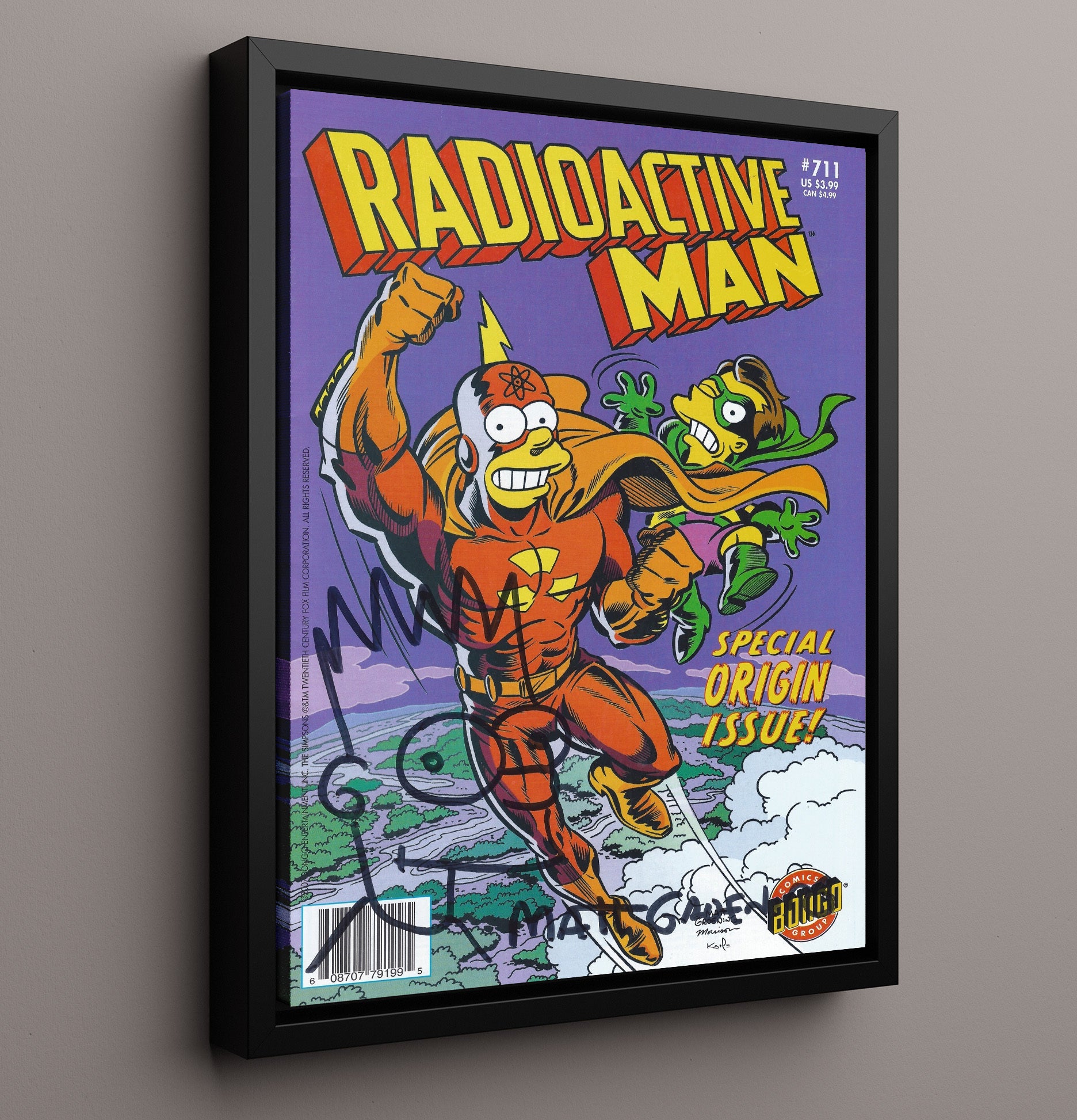 The Simpsons - Matt Groening - Radioactive Man Comic Issue 711 Cover - Vintage Television Wall Art - 16x20 Framed Canvas wall art print - television decor