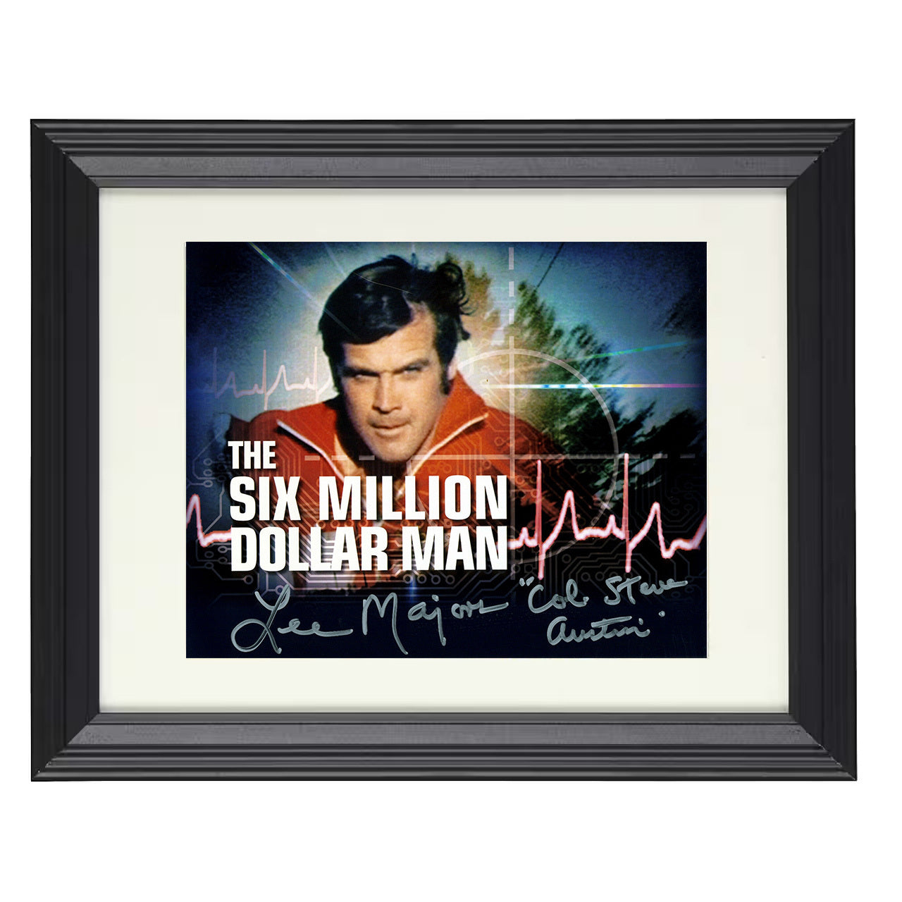 The Six Million Dollar Man – Steve Austin Bionic Target – 8x10 black beveled framed television wall art