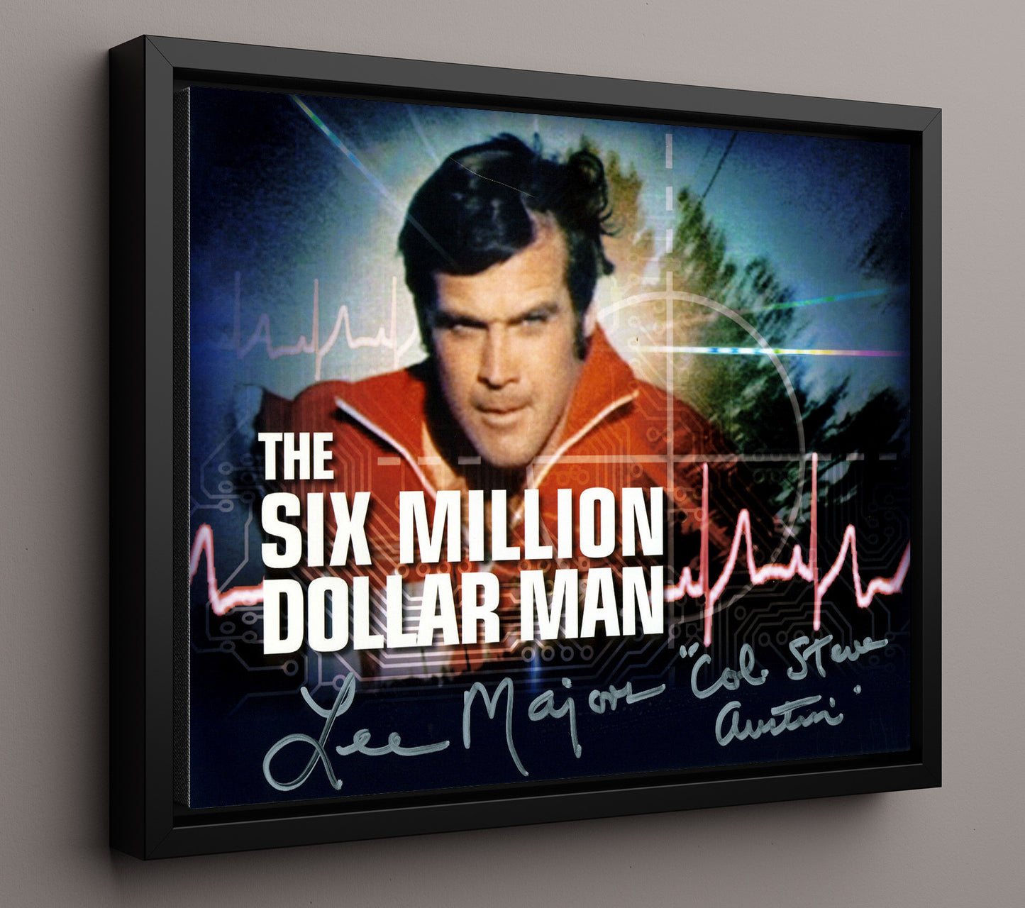 The Six Million Dollar Man - Lee Majors (Steve Austin) Bionic Target Graphic - Vintage Television Wall Art - 16x20 Framed Canvas wall art print - television decor