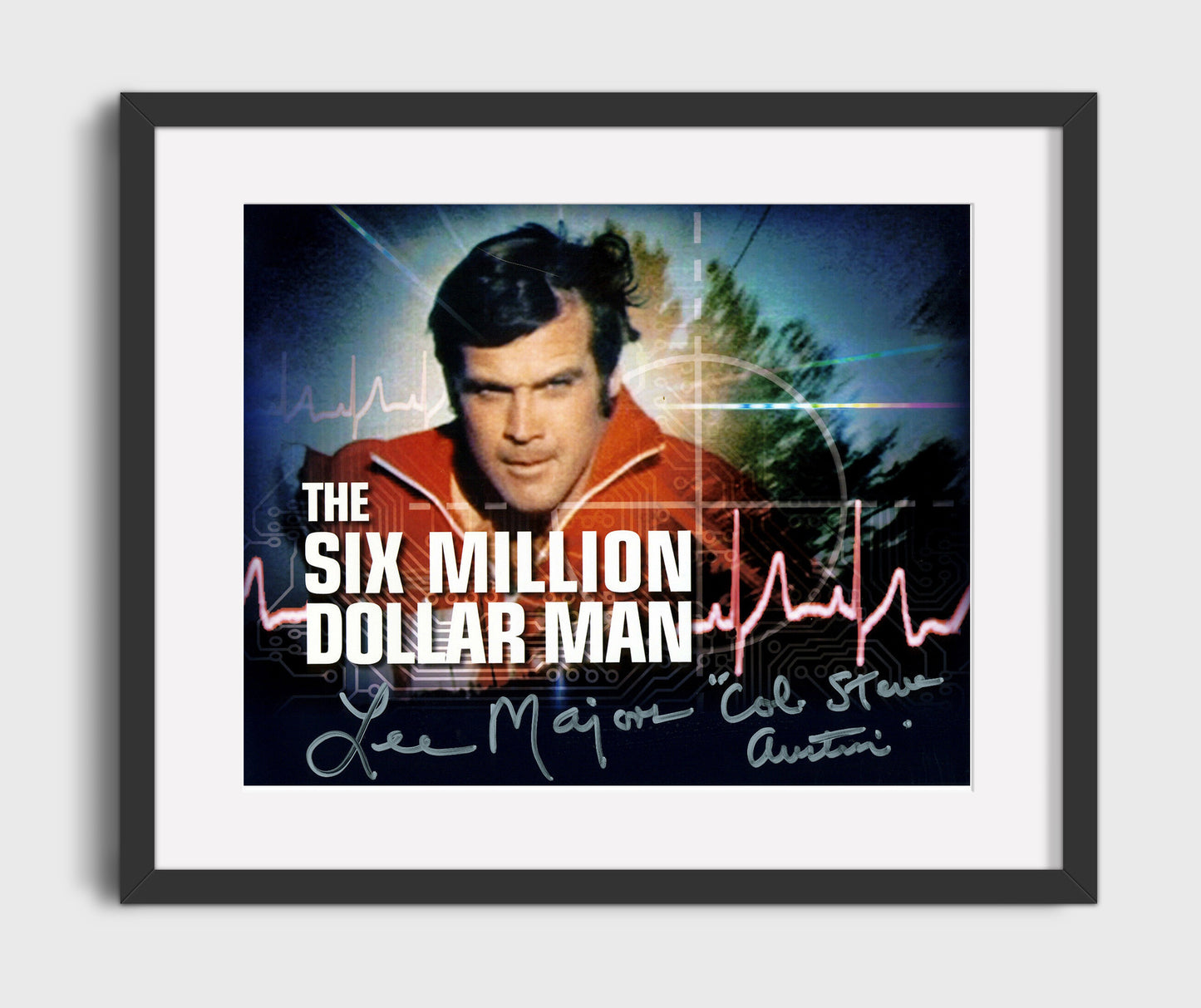 The Six Million Dollar Man - Lee Majors (Steve Austin) Bionic Target Graphic - Vintage Television Wall Art - 16x20 Gallery Frame wall art print - television decor