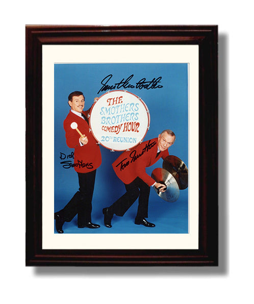 The Smothers Brothers Comedy Hour - Tom Smothers (Tom) and Dick Smothers (Dick) Drum Reunion Performance Photo - Vintage Television Wall Art - 8x10 Beveled Frame wall art print - television decor