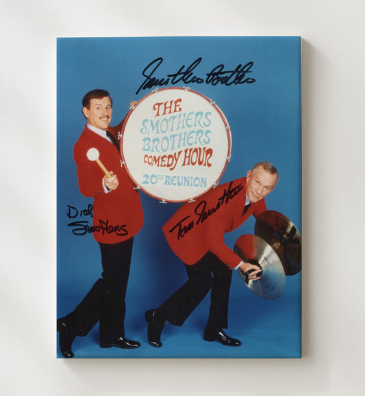 The Smothers Brothers Comedy Hour - Tom Smothers (Tom) and Dick Smothers (Dick) Drum Reunion Performance Photo - Canvas television wall art