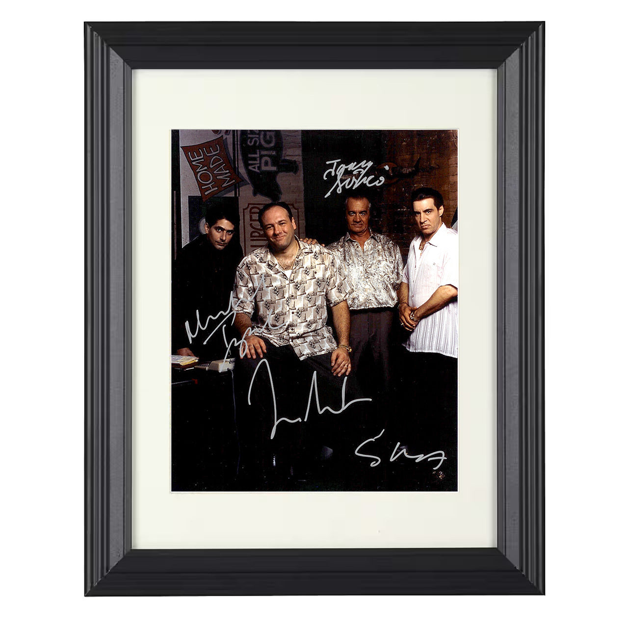 The Sopranos – Tony Soprano Cast Image Against Brick Wall – 8x10 black beveled framed television wall art