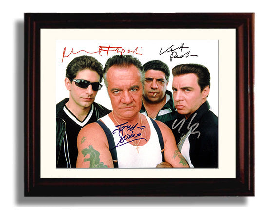 The Sopranos - James Gandolfini (Tony Soprano) Ensemble Cast Studio - Vintage Television Wall Art - 8x10 Beveled Frame wall art print - television decor