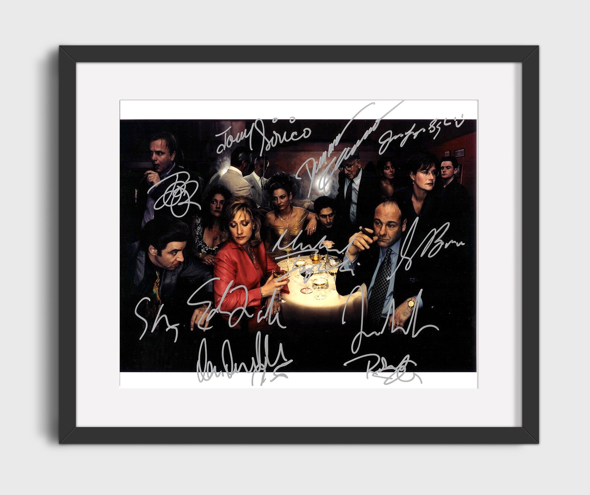 The Sopranos - James Gandolfini (Tony Soprano) Ensemble Dinner Scene - Vintage Television Wall Art - 16x20 Gallery Frame wall art print - television decor