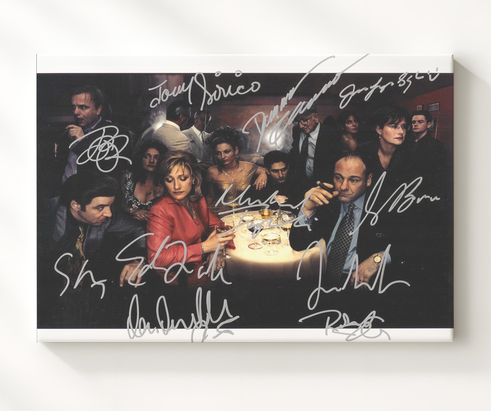 The Sopranos - James Gandolfini (Tony Soprano) Ensemble Dinner Scene - Vintage Television Wall Art - 20x24 Canvas wall art print - television decor